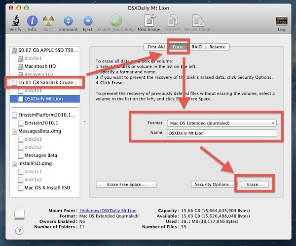 format an ssd for mac os x